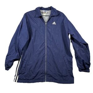 Vintage adidas Windbreaker Jacket L 90s Three Stripes Blue‎ Zip